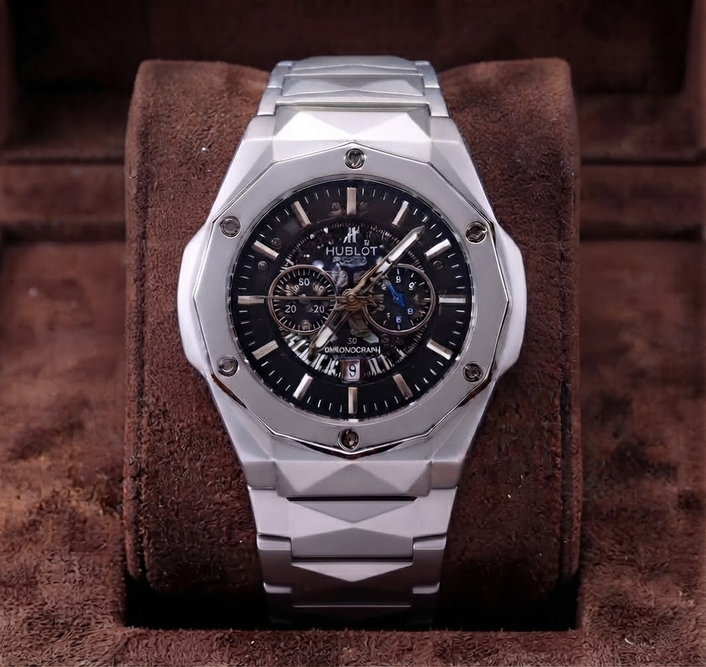 Hublot Silver Stainless Steel Chronograph Luxury Men's Watch