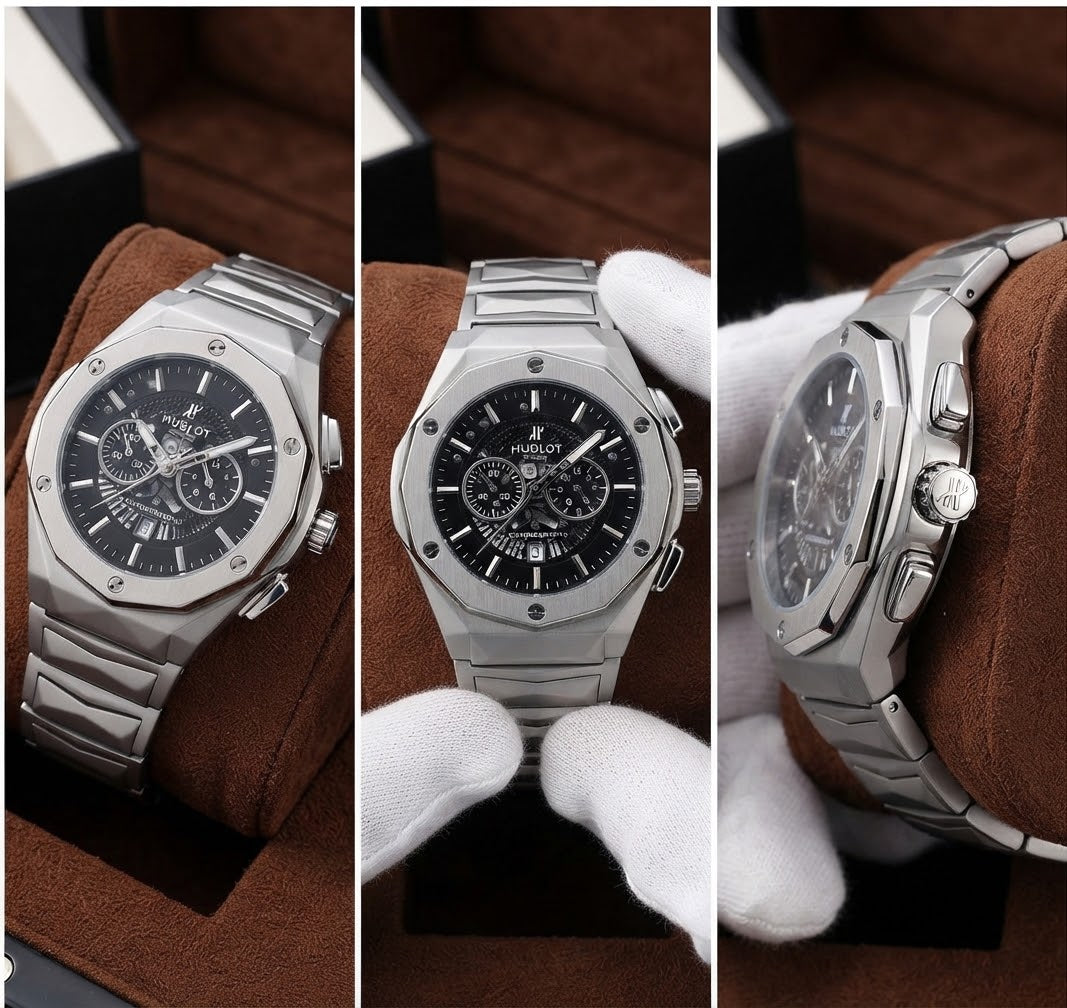 Hublot Silver Stainless Steel Chronograph Luxury Men's Watch