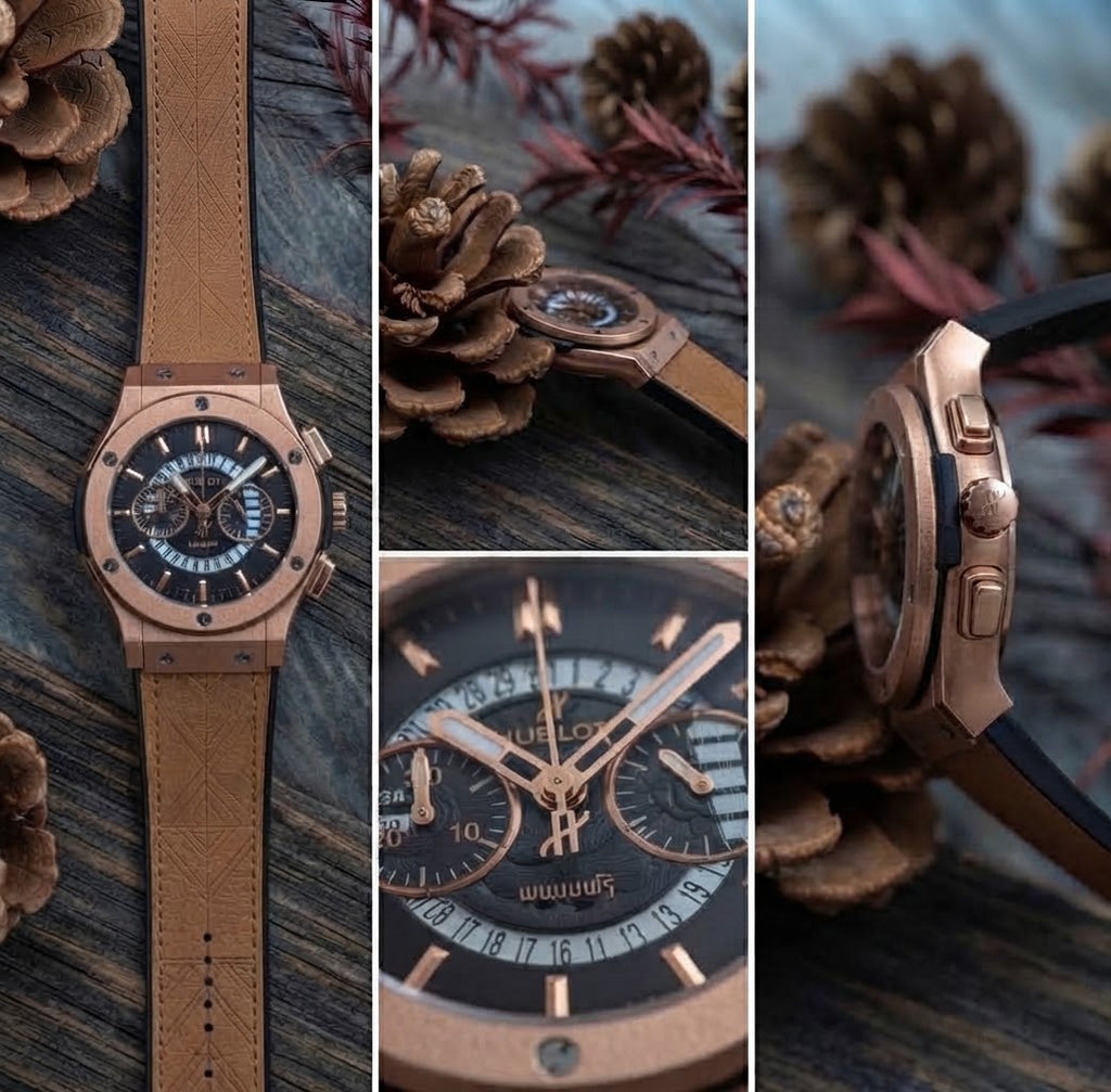 Luxury Hublot Rose Gold & Tan Leather Automatic Men's Watch