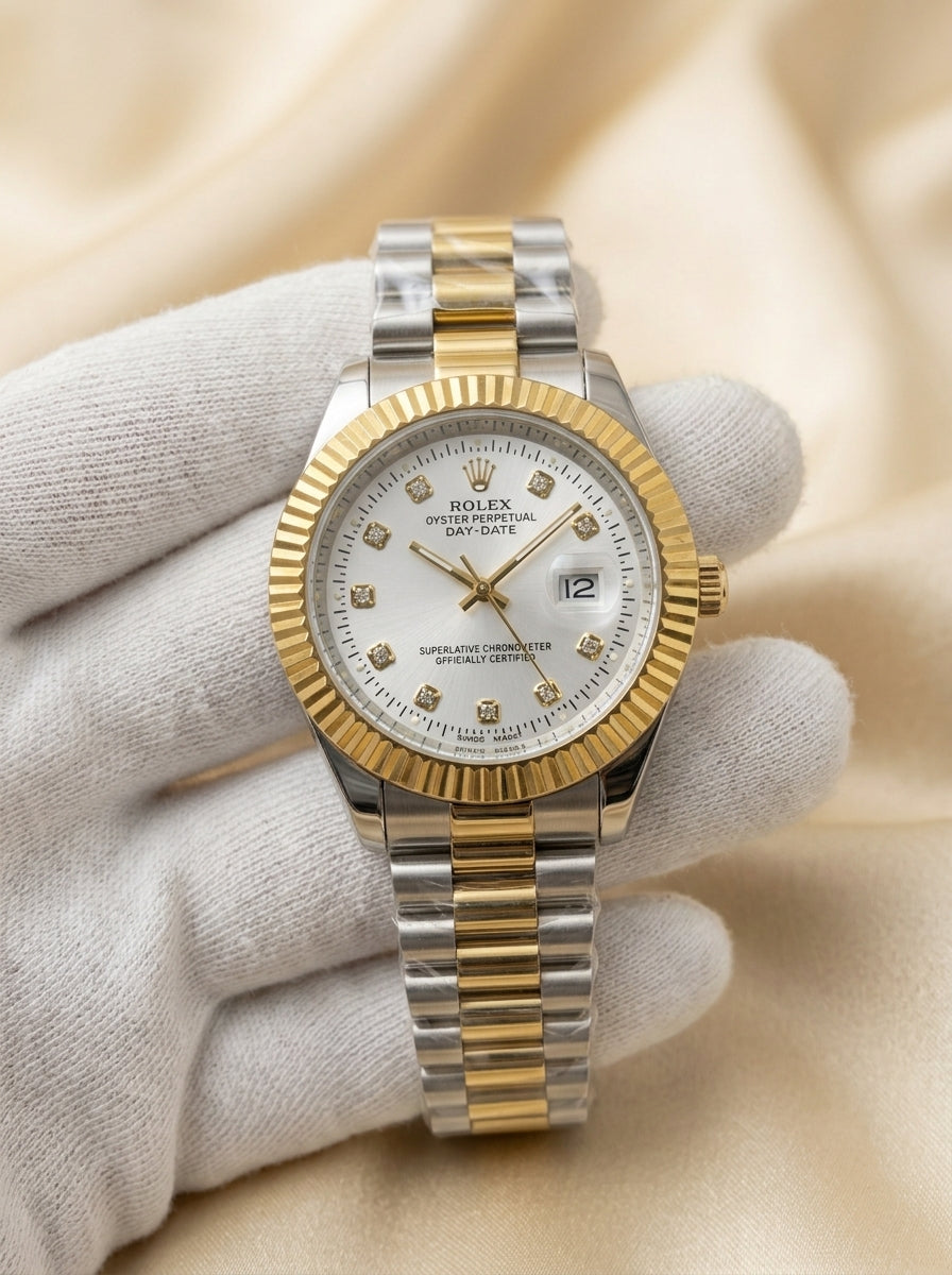 Luxury Rolex Day-Date Two-Tone Steel Gold Watch - Available in 6 Colors