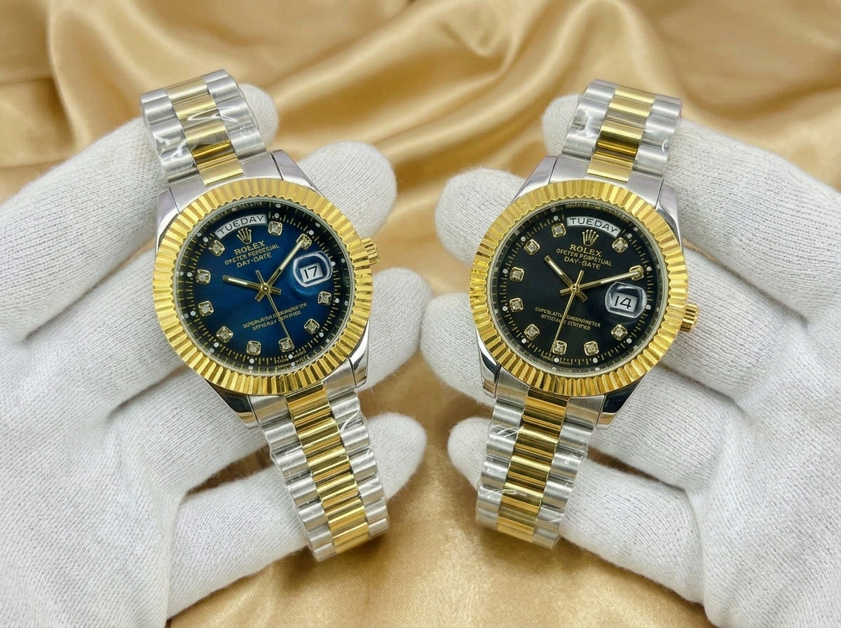 Luxury Rolex Day-Date Two-Tone Steel Gold Watch - Available in 6 Colors
