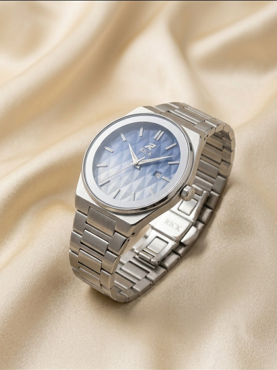 Sleek Rick Premium Multi-Tone Dial Stainless Steel Chain Watch With Date